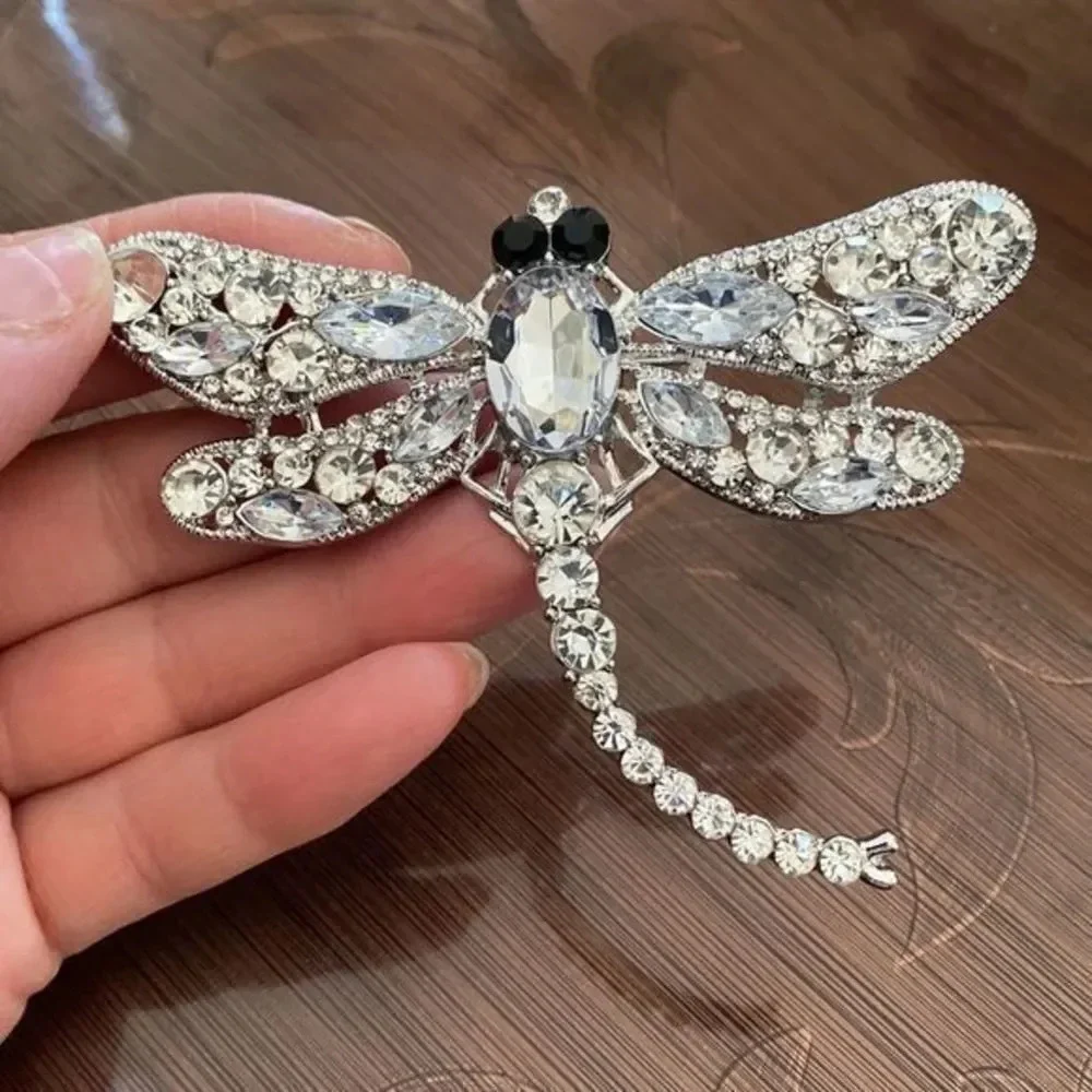 Crystal Vintage Dragonfly Brooches for Women Large Insect Brooch NWBOX